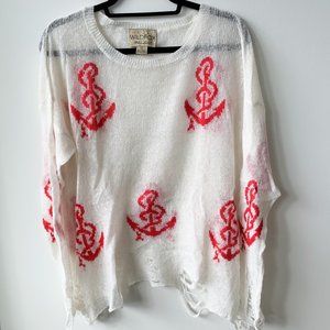 Wildfox Distressed Anchor Sweater